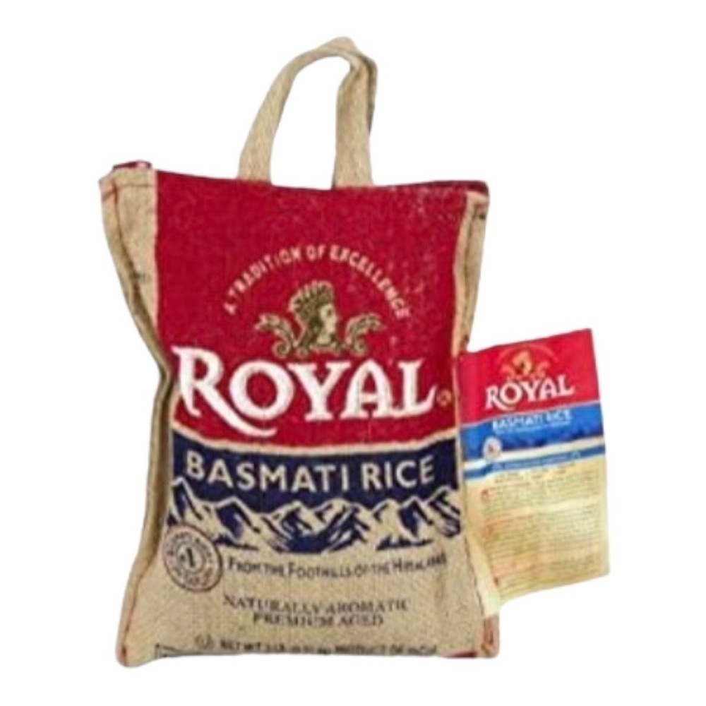 Kusha Royal White Basmati Rice, 20 Pound Burlap Shopping Bag